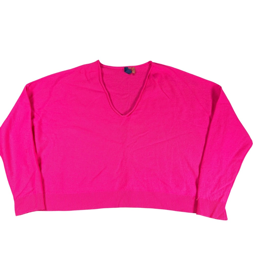 Pilcro V-Neck Cashmere Sweater Women Small Pink Boxy Cropped Knit Pullover